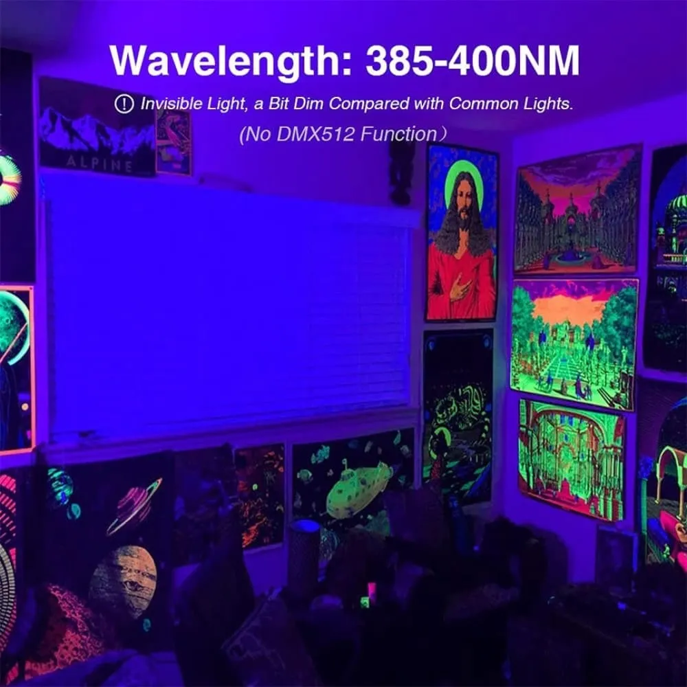 100w Led Waterproof 392nm Uv Black Light Stage Blacklight Ultraviolet Flood Lamp for Halloween Xmas Dance Dj Disco Party