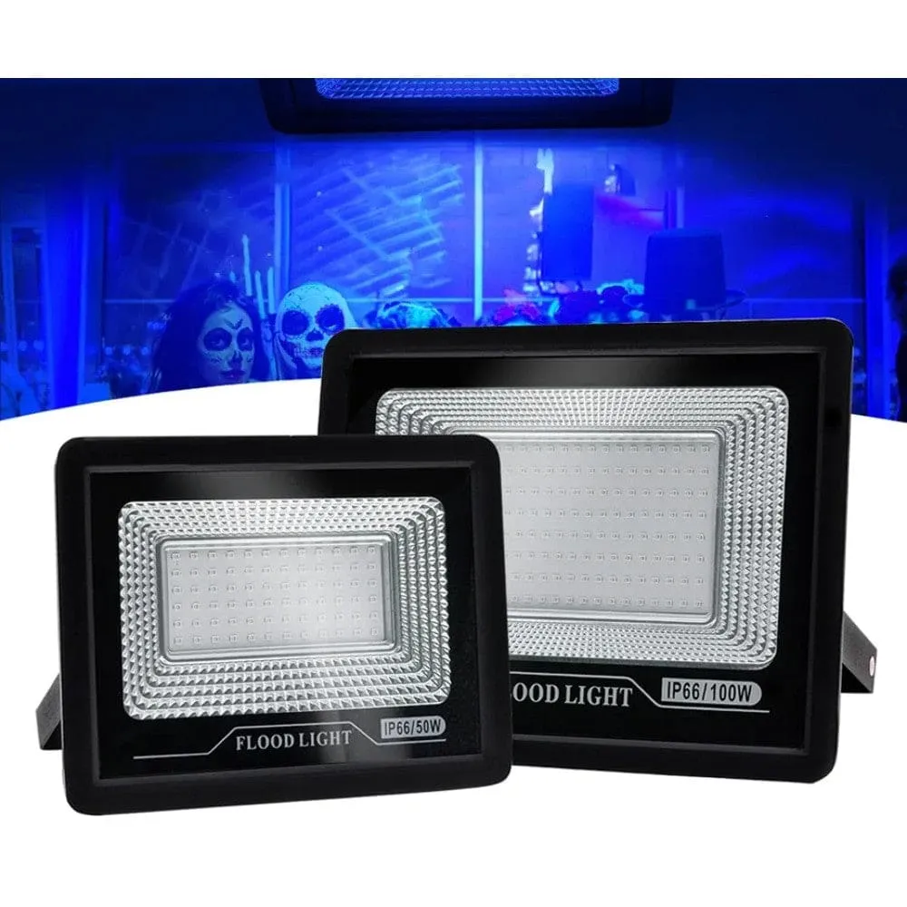 100w Led Waterproof 392nm Uv Black Light Stage Blacklight Ultraviolet Flood Lamp for Halloween Xmas Dance Dj Disco Party
