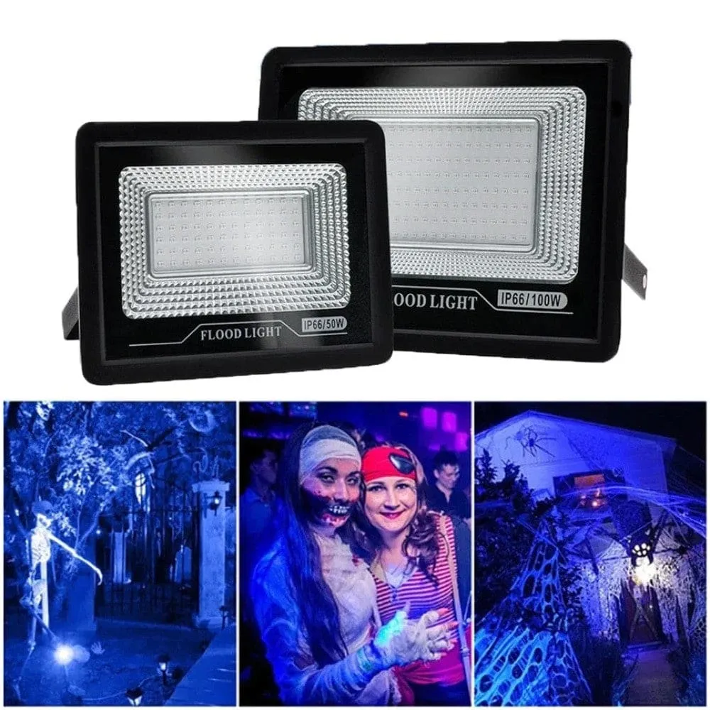 100w Led Waterproof 392nm Uv Black Light Stage Blacklight Ultraviolet Flood Lamp for Halloween Xmas Dance Dj Disco Party