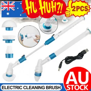 2PCS Rechargeable Spin Scrubber | Electric Turbo Scrub Cleaning Brush Kit | Cordless