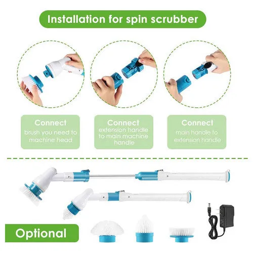 5PCS Rechargeable Spin Scrubber | Electric Turbo Scrub Cleaning Brush | Cordless Kit