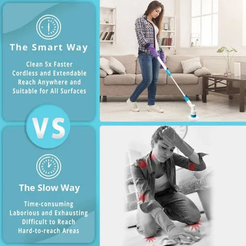 5PCS Rechargeable Spin Scrubber | Electric Turbo Scrub Cleaning Brush | Cordless Kit