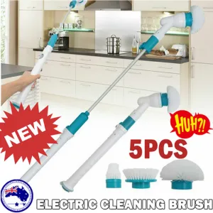 5PCS Rechargeable Spin Scrubber | Electric Turbo Scrub Cleaning Brush | Cordless Kit