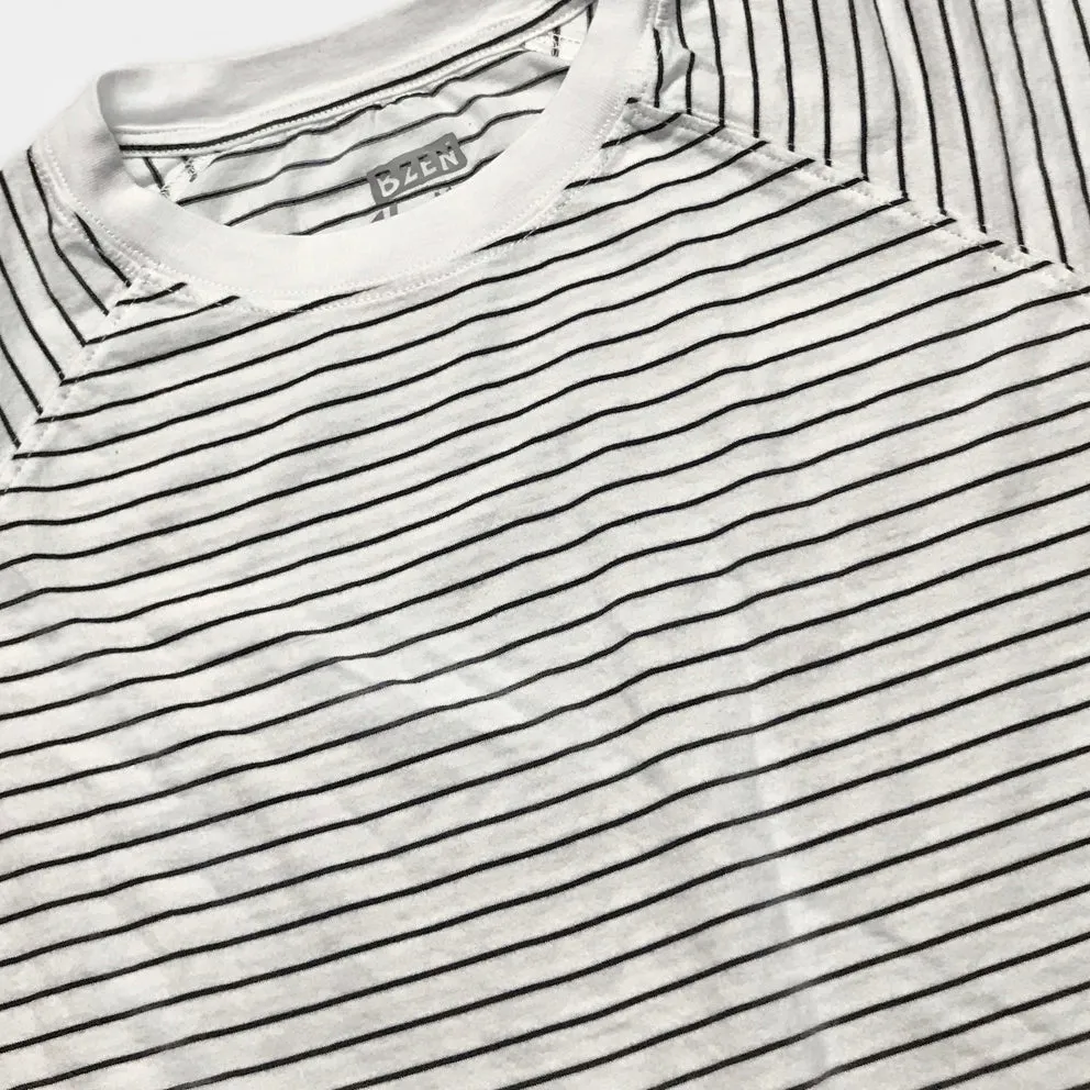 BZEN M.3067-THE LORD REGULAR FIT FEEDER STRIPE RAGLAN TEE-140GSM-E0 BLACK STRIPE