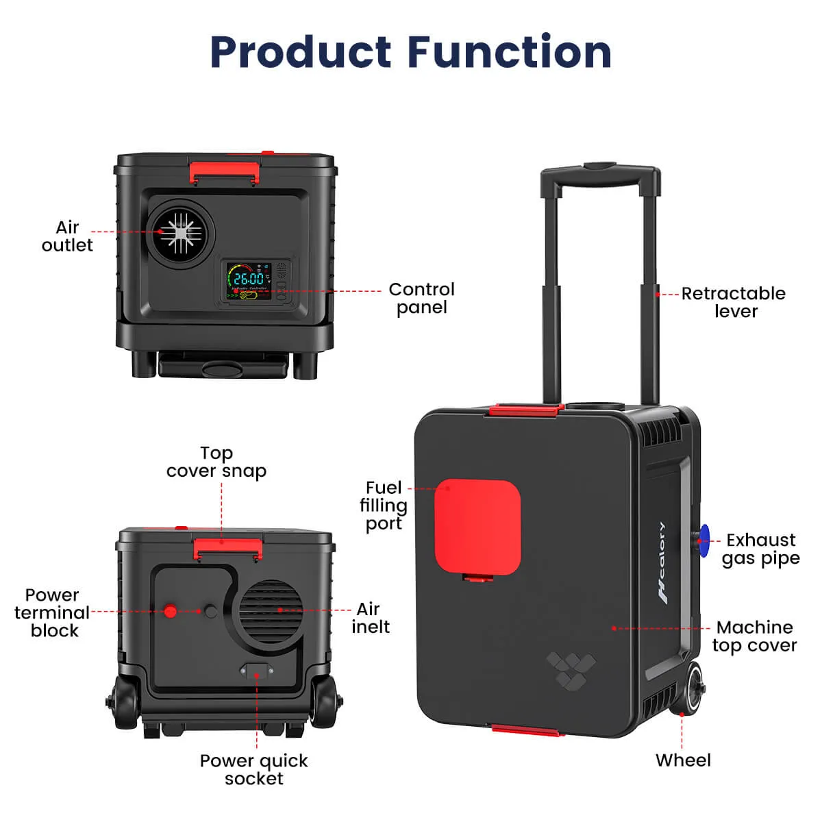 HC-A04 Diesel Heater, 5L Trolley Rolling Toolbox All In One