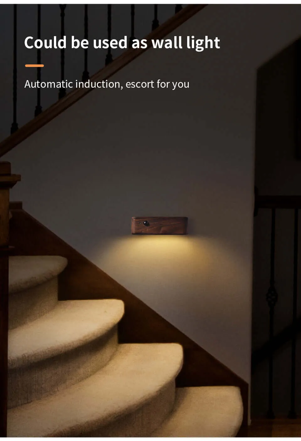 Magnetic Solid Wood Rechargable Induction Light