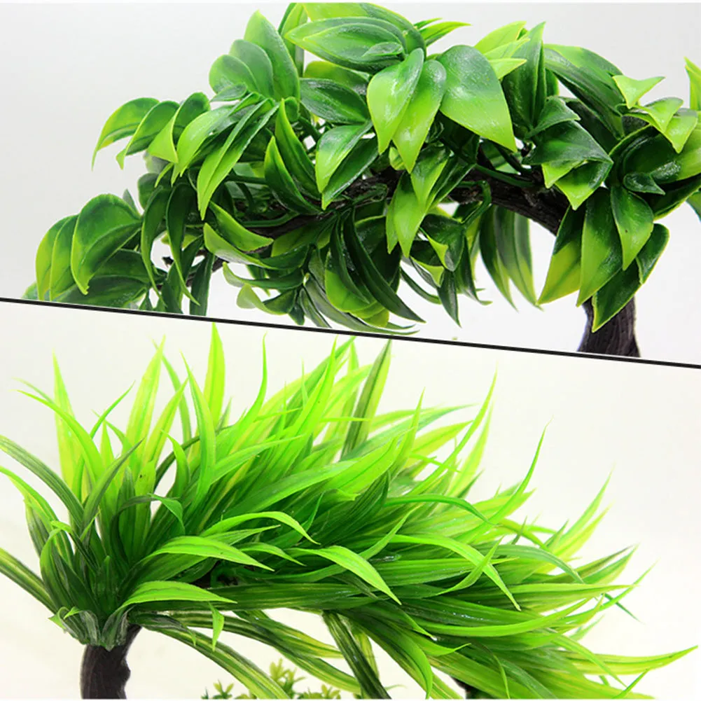 OMEM Reptile Decorations for Terrarium Aquarium Decor Fish Tank Ornament Habitat Landscaping Safe Plastic Plants