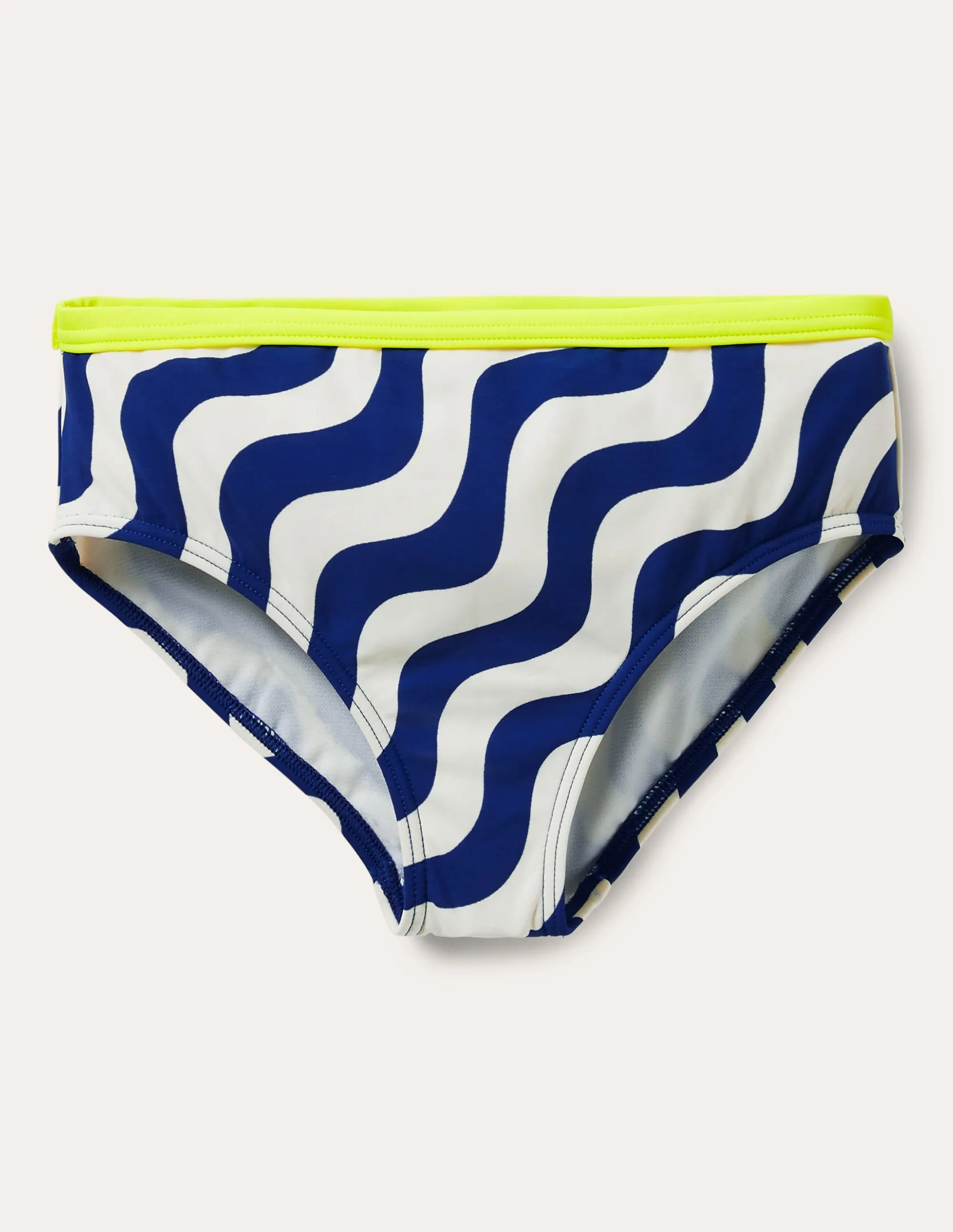 Patterned Bikini Bottoms-Ivory/Blue Wave