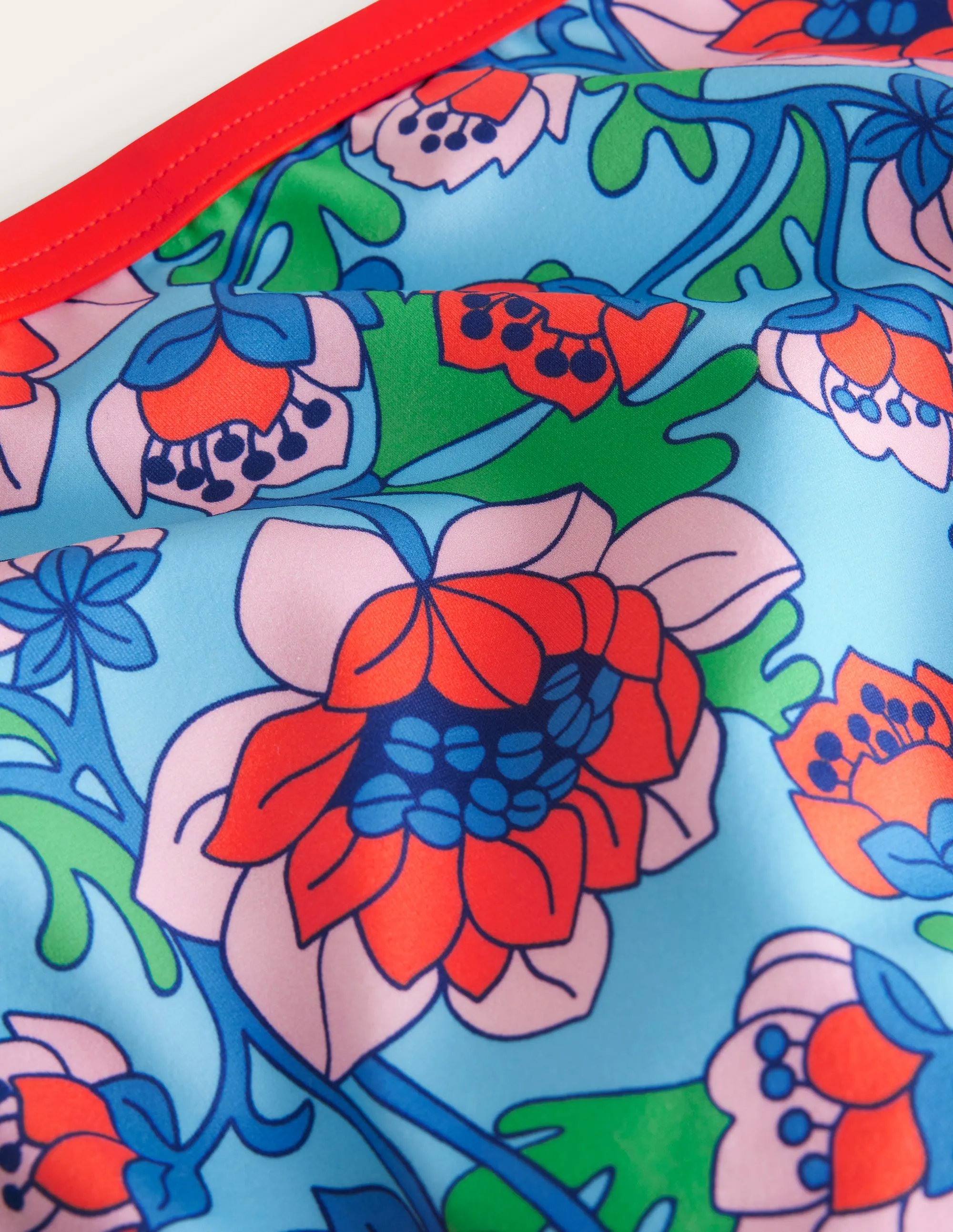 Patterned Bikini Bottoms-Red Poppy Spring Time Floral