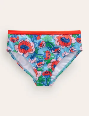 Patterned Bikini Bottoms-Red Poppy Spring Time Floral