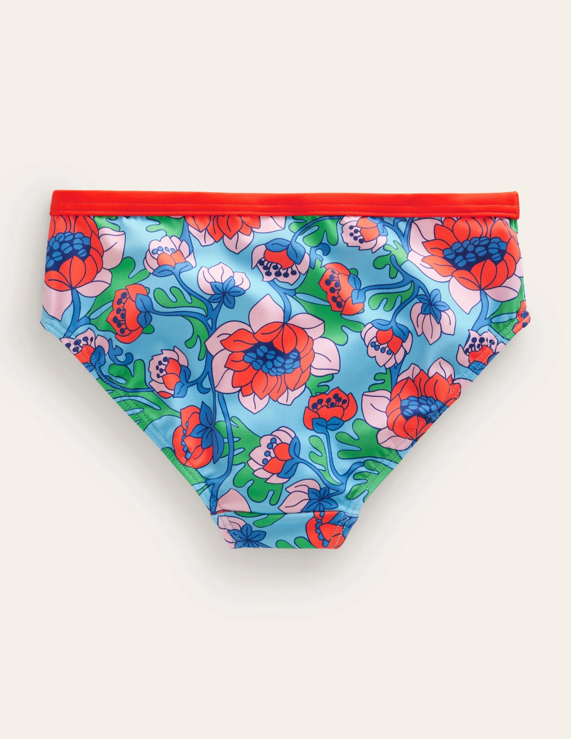Patterned Bikini Bottoms-Red Poppy Spring Time Floral