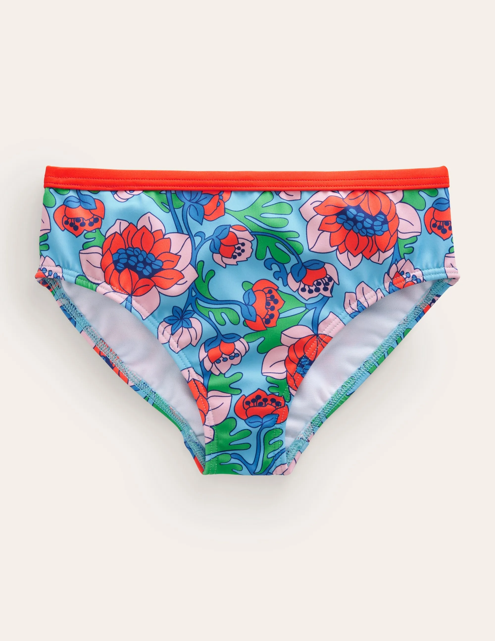 Patterned Bikini Bottoms-Red Poppy Spring Time Floral