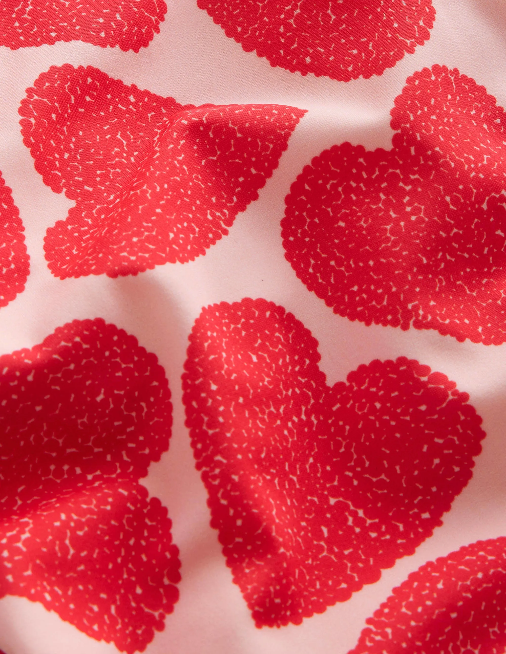 Printed Puff-sleeved Swimsuit-Ballet Pink Hearts