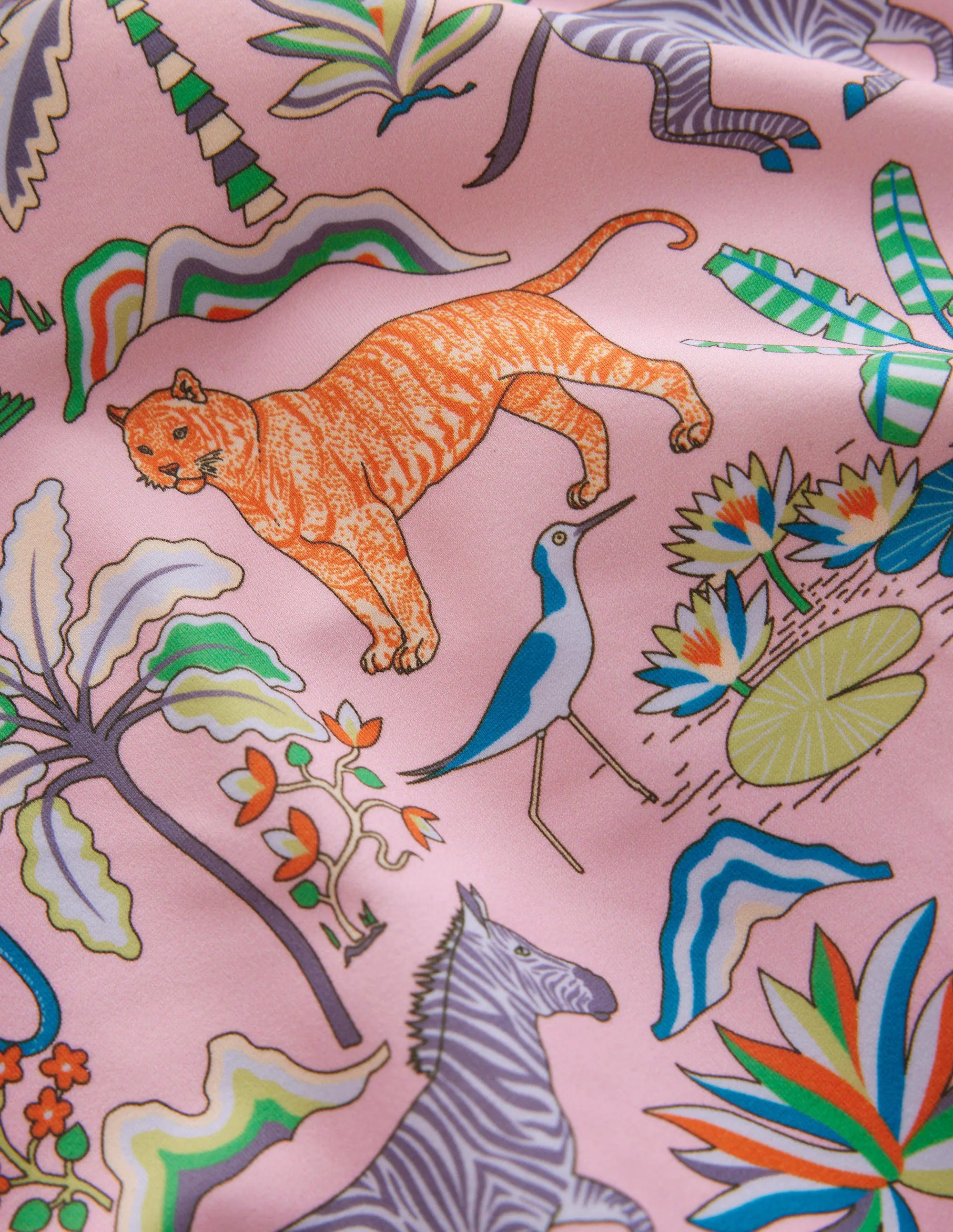 Printed Puff-sleeved Swimsuit-Cameo Pink Tropical Garden