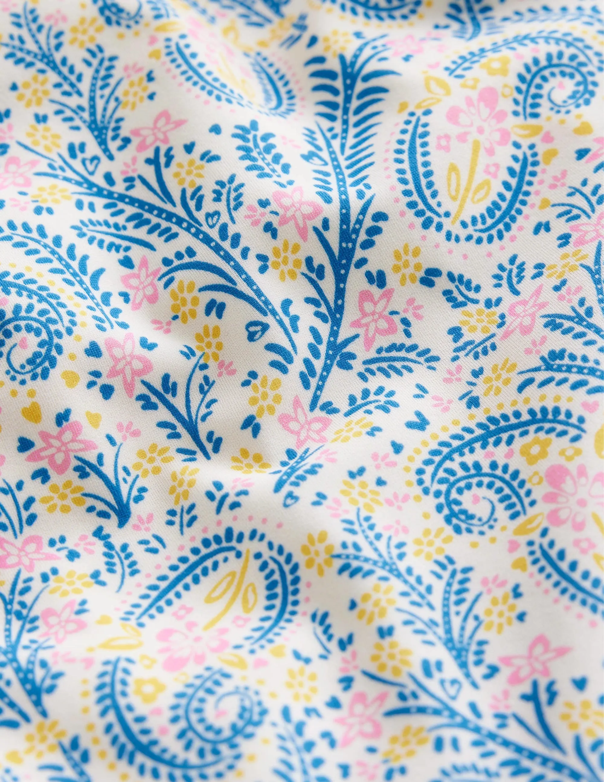 Printed Puff-sleeved Swimsuit-Ivory Paisley