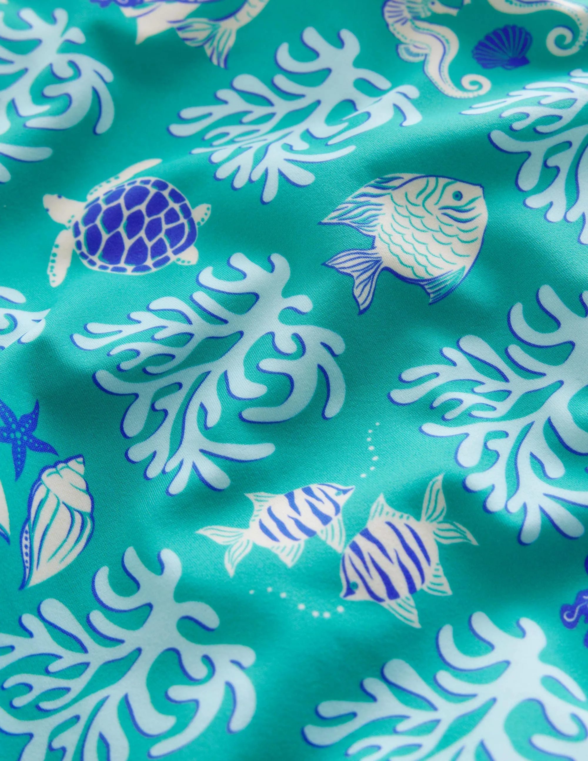 Printed Puff-sleeved Swimsuit-Tropical Spring Lagoon
