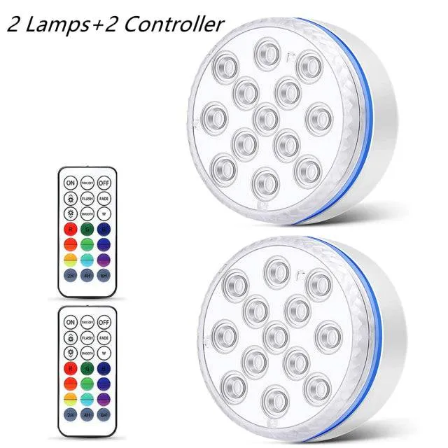 Submersible LED Lights with Remote Underwater Pool Light IP68 Magnet 13 LED Bright Lamp RGB for Pond/Pool/Aquarium