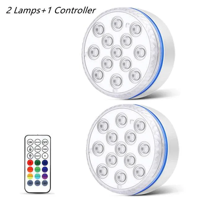 Submersible LED Lights with Remote Underwater Pool Light IP68 Magnet 13 LED Bright Lamp RGB for Pond/Pool/Aquarium